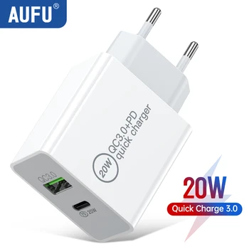 AUFU 20W PD зарядно QC4.0 QC3.0 USB тип C Бързо зареждане за iPhone 15 14 13 12 11 Samsung Huawei Xiaomi Poco телефон бързо зарядно