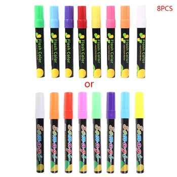 8 цвята маркер флуоресцентна течна креда маркер неон писалка за LED дъска за писане черна дъска стъкло живопис графити
