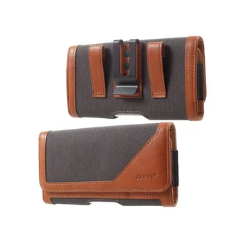 Капак за колан за BBK Vivo Z5x (2020) с текстилен метал Clip-Horizontal leather-Brown