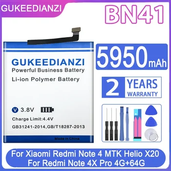 GUKEEDIANZI батерия BN41 5950mAh за Xiaomi Redmi Note 4 батерия за Hongmi Note 4 / Redmi Note 4X MTK Helio X20 батерия