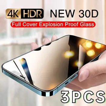 3Pcs 9D защитно стъкло за iPhone 15 Pro Max 13 12 Mini XS XR скрийн протектор за IPhone 14 11 Pro Max 7 8 14 плюс стъкло