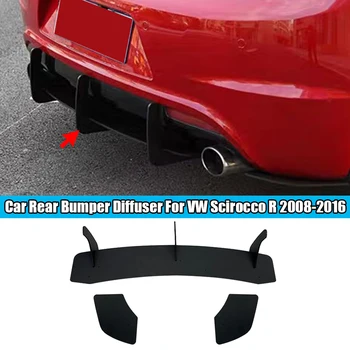 Автомобилен дифузьор на задната броня за VW Scirocco R 2008-2016 Изпускателна скоба 3 Fins Boot Splitter Guard Spoiler Plate Lip Black