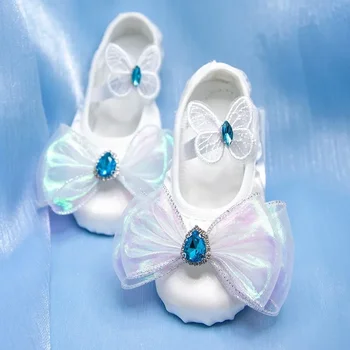 Бели детски танцови обувки мека единствена практика котешки нокът обувки темперамент елегантен балет деца изпълнение танцови обувки