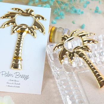 Безплатна доставка 20бр/лот Palm Breeze златна отварачка за бутилки Парти Благоприятства Отварачки за златни палми Сватбен сувенир