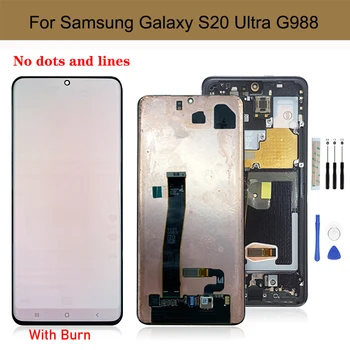 За Samsung Galaxy S20 Ultra LCD S20U дисплей сензорен екран дигитайзер събрание + рамка G988 G988F G988B / DS екран замяна