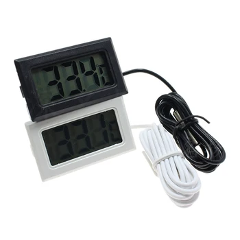Mini LCD цифров термометър аквариум кола водна баня температура тестер детектор монитор вграден температурен сензор 1M