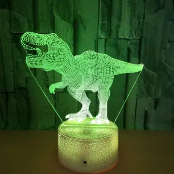 Nighdn 3D динозавърска лампа Led илюзия нощна светлина стая Домашна атмосфера Декоративни светлини Деца Момчета Момичета Подарък Рожден ден Коледа