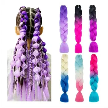 2PCS/SET на едро 24 инчов обрат плетене на една кука кутия бохемски плитки коса луксозен синтетичен цвят Yaki Ombre джъмбо плетене коса