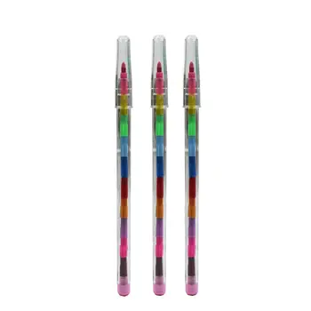 2/3/5 10x Rainbow Stacking Crayons Образователна играчка гладка за рисуване на детски подарък