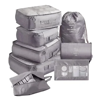 8 Комплект опаковъчни кубчета за куфари Сгъваема голяма лека водоустойчива чанта за съхранение за пътуване Домакинска работа Дрехи за пътуване Юрган за пътуване