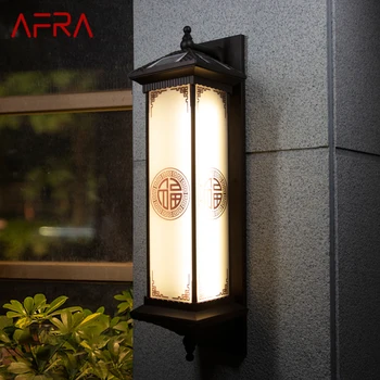 AFRA слънчева стенна лампа творчество китайски открит sconce светлина LED водоустойчив IP65 за дома Вила коридор двор