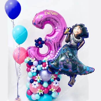 37Pcs Disney Encanto Mirabel парти балони 32inch розов номер фолио балони деца 1 2 3-ти рожден ден бебе душ декор Air Globos