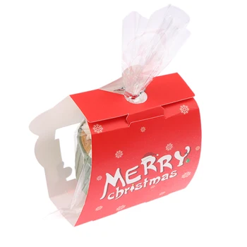 8Pcs Коледа Дядо Коледа бисквитка чанта с телени връзки бонбони кутия нуга подарък опаковки доставки Коледа Нова година парти декорация