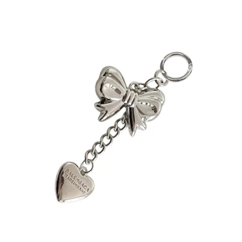 Eye Catching Keychain Silver Bowknot висулка ключодържател сърце лъкове ключодържател преносими ключодържатели аксесоар за жени