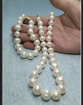 естествен 10-11mm Южно море бял бароков перлен комплект гривна 18'' 7.5'' бижута комплекти за жени перлени бижута комплект