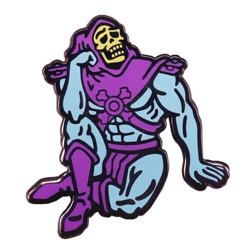 Скелетен емайл щифт съзерцателен призрак брошка Господари на вселената He-man значка Готически Хелоуин подарък