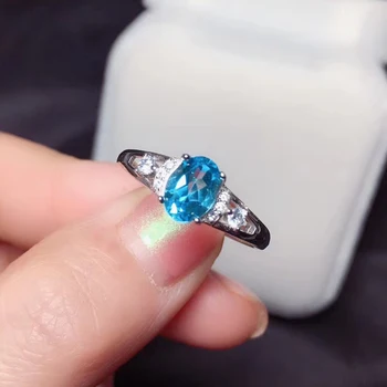 CoLife бижута Hotsale Topaz пръстен за ежедневно носене 5 * 7 мм естествен светло син топаз сребърен пръстен 925 сребро топаз бижута