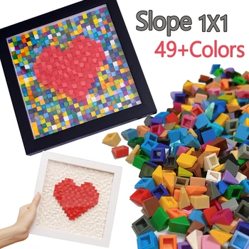 Bulk Купи Наклон 1x1 пиксел изкуство ремикс живопис 49+ цвята градивен блок MOC части тухла мозайка производител любов играчки 54200 2600pcs/лот