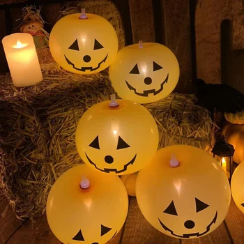 Хелоуин декорации балони с LED светлини за дома на открито Хелоуин тиква 5бр светещи тиква декор блясък в тъмното