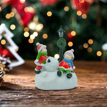 Коледна украса, LED светлини, коледни деца, игра със снежни топки, книги, коледна украса, фигурки Коледа