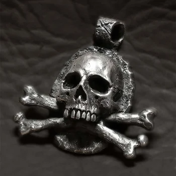 Карибски пирати Кръстосани кости 316L от неръждаема стомана кръст череп висулка унисекс пънк рок байкър бижута