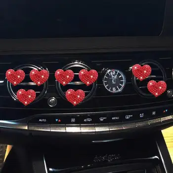 Bling аксесоари за вентилационни клипове Универсален блинг кристал сърце кола въздушен дифузьор Подаръци за интериорна декорация на интериора на автомобила