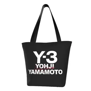 3Y Yohji Yamamoto Хранителни стоки Пазарски чанти Смешни печатни платна Купувач рамо голяма чанта