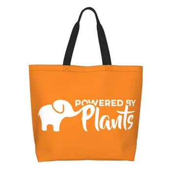 Веган слон хранителни пазарски чанти Kawaii печат платно купувач рамо голяма пазарска чанта голям капацитет преносим от растения чанта