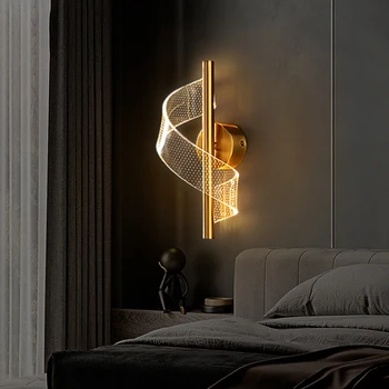 1 парче LED стена лампа спирала вътрешно осветление злато дома нощно легло хол коридор декоративна стена лампа