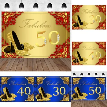 Възрастни жени персонализирани 50th страхотна рожден ден парти фотография фон злато висок ток обувки фон студио фотокабина подпора
