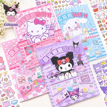 Kawaii Sanrio аниме Kuromi Hello Kitty тиха книга Моята мелодия Cinnamoroll сладък карикатура плановик тетрадка подарък за деца
