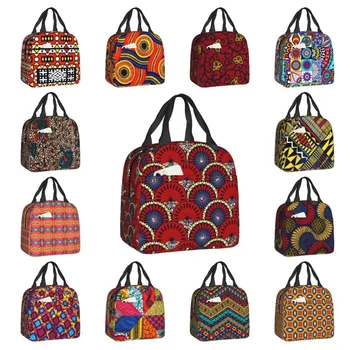 Ankara холандски восъчен печат топлоизолирани чанти за обяд жени африкански модели обяд мъкна за открит къмпинг пътуване храна кутия