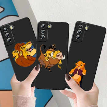 Disney Цар Лъв Калъф за телефон за Samsung S22 S21 S20 FE Ultra Pro Lite S10 5G S10E S9 S8 Plus Черен капак Capa