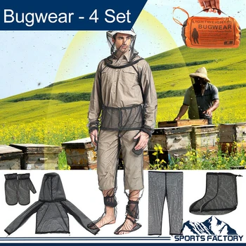 Открит риболов Репелент против комари костюм Bug Mesh качулка костюм Защитна мрежа риза ръкавици панталони защита лов туризъм