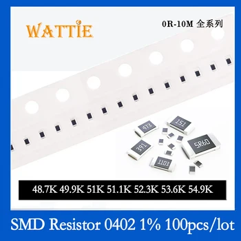 SMD резистор 0402 1% 48.7K 49.9K 51K 51.1K 52.3K 53.6K 54.9K 100PCS / партида чип резистори 1 / 16W 1.0mm * 0.5mm
