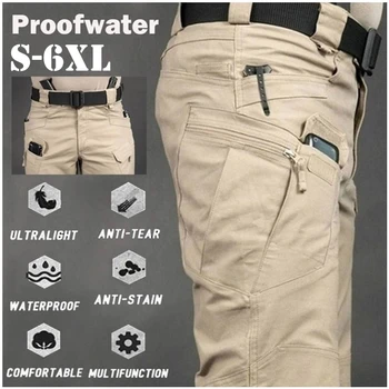 Дъмпинг Плюс размер 6XL ежедневни карго панталони на открито военни панталони мулти джобове еластични тактически панталони водоустойчив мъжко облекло