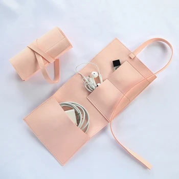 Pink пътуване кабел за съхранение многофункционални бижута подарък чанта притурка организатор микрофибър навивам торбичка твърд диск слушалка зарядно устройство