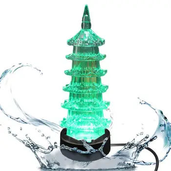 Fish Tank Пейзаж LED светлини Пагода Форма Цветна подводна лампа Аквариумни декорации Светят в тъмното Цветен за многократна употреба