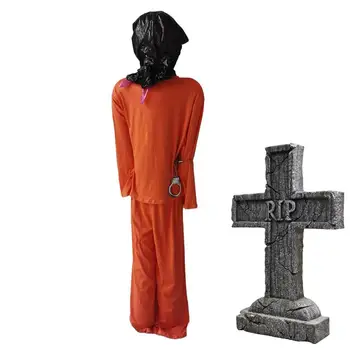 Затвор затворник костюм Хелоуин обитаван от духове къща затвор униформа фронт цип декорация доставки за косплей Хелоуин парти
