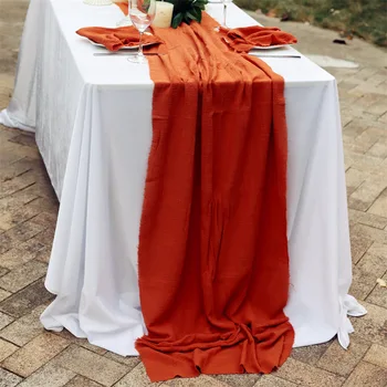 60X180CM Plicated тензух маса бегачи марля сирене кърпа плат трапезария маса декорация за сватба булчински душ Коледа