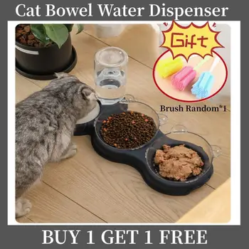 Многоцветен Pet Cat Bowl 3-в-1 куче котка храна купа с вода фонтан двойна купа фидер щанд чинии за котки домашни любимци доставки
