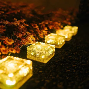 Creative слънчева LED ледена тухла светлина водоустойчива външна дворна подова тухлена лампа градинска пейзажна декорация погребана къмпинг лампа