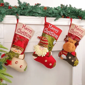 карикатура Коледа чорап Санта снежен човек елк висулка орнамент за коледно дърво Firplace семейство декор доставки