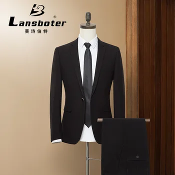 Мъжки костюм 2 броя бизнес корейска версия тънък монтаж официална рокля професионален сватбен костюм палто с панталони
