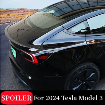 За 2024 Tesla Model 3 Черен карбон кола Заден капак на багажника Lip ABS Пластмасов спойлер крила BodyKit Тунинг екстериорни аксесоари